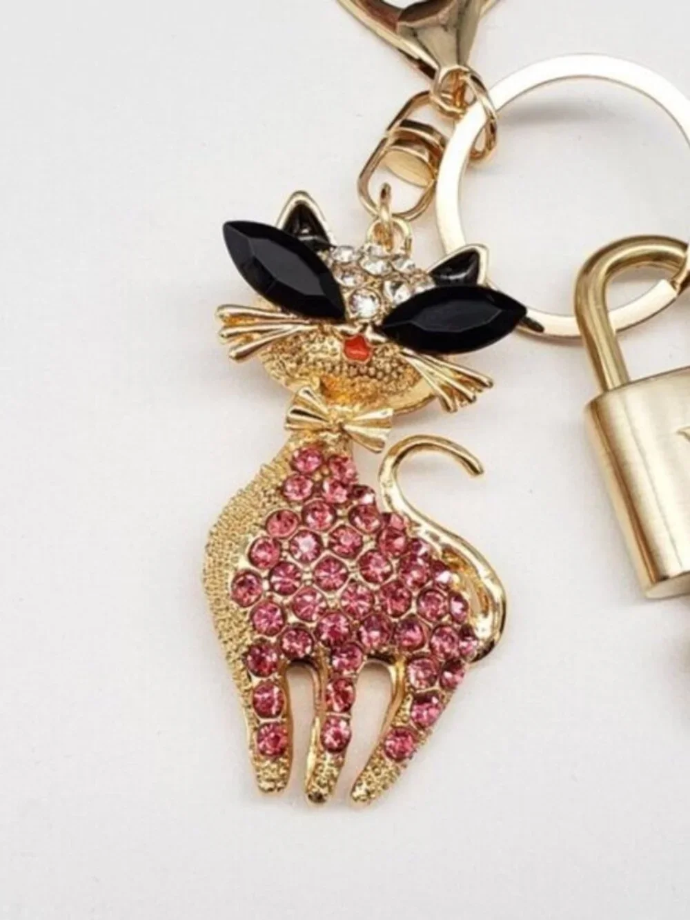 LV Authentic Gold Lock & Key 🔑 Luxury Bag Charm w/ Unbranded Keychain
